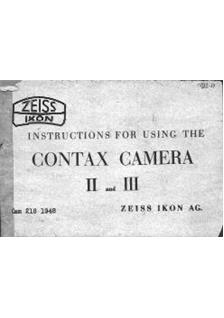 Zeiss Ikon Contax 2 manual. Camera Instructions.